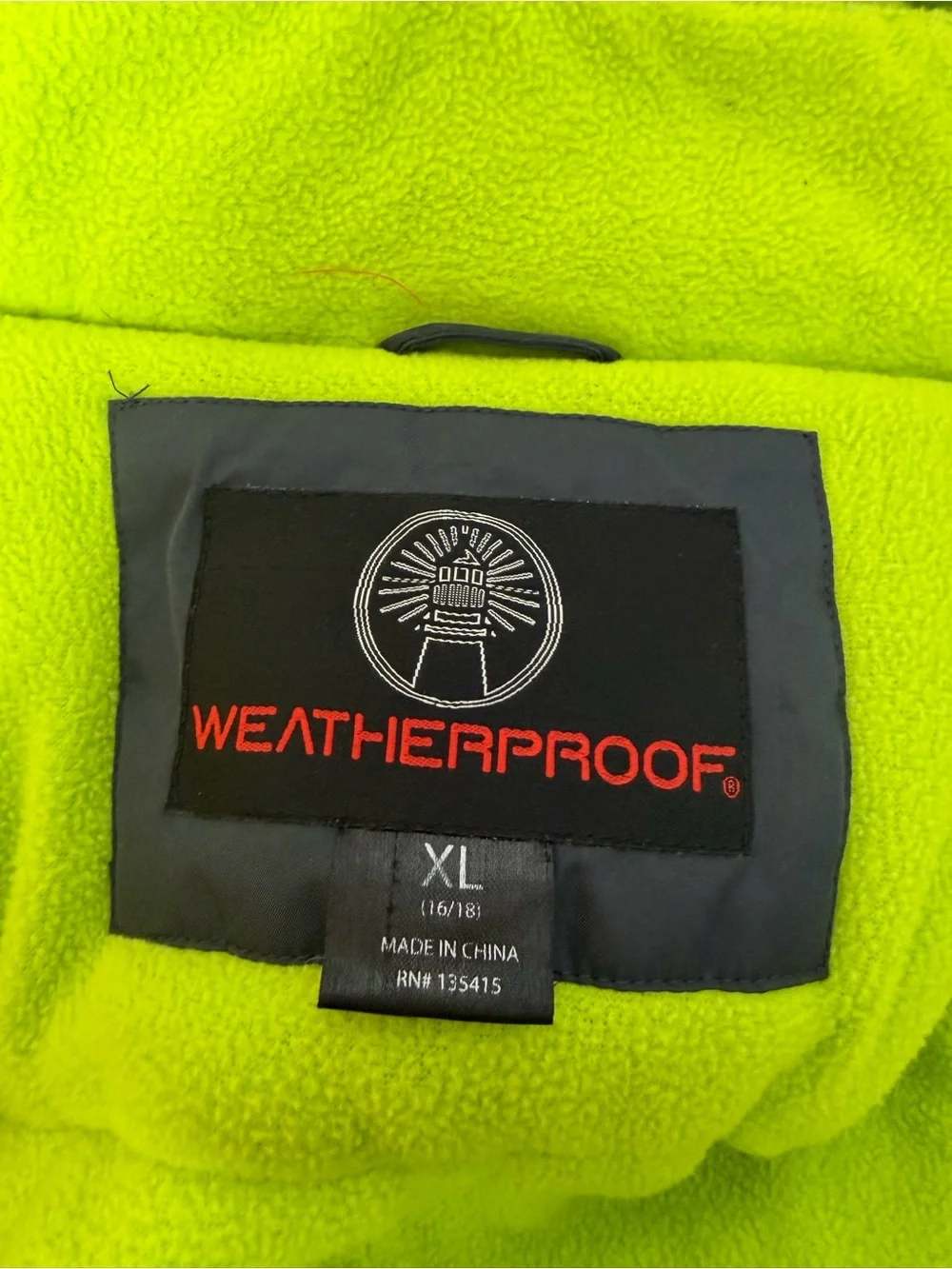 Weatherproof Kids Puffers Jacket in Charcoal with Neon Lime Accents